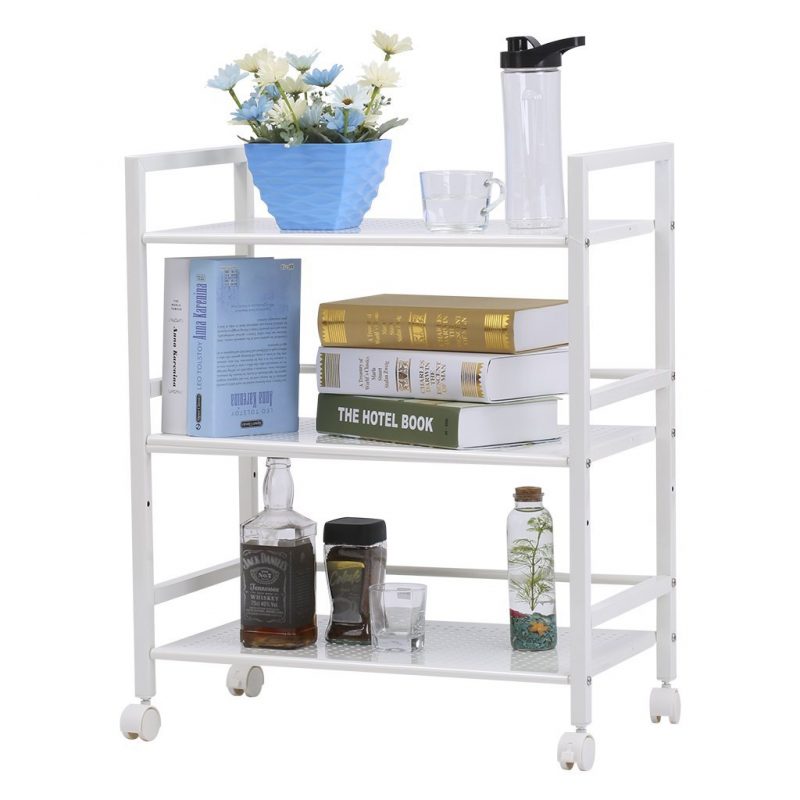 LANGRIA 3-Tier Wire Mesh Rolling Cart for Serving Utility Organization Kitchen Cart Easy Moving Flexible Wheels