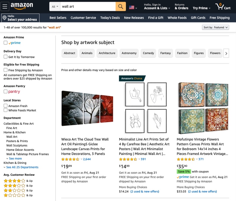 Amazon Artwork Wall Art