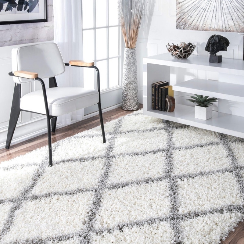 Porch & Den Havemeyer Moroccan Lattice Shag Rug in White $25.92 - $435.19