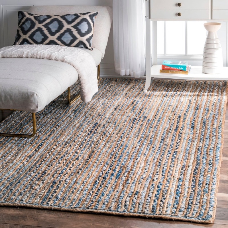 nuLOOM Handmade Braided Natural Fiber Jute Denim Area Rug $131.99