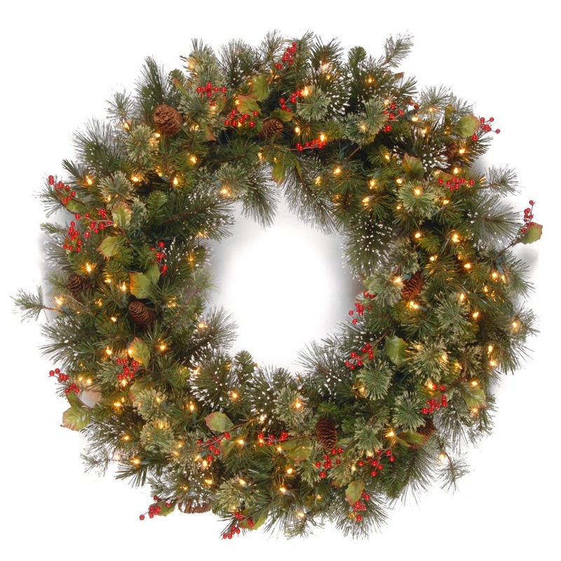 National Tree Company 36" Wintry Pine Wreath with Clear Lights $85.94