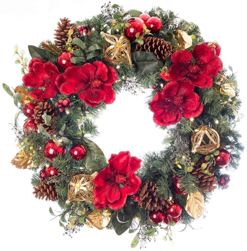 Village Lighting Company Red Magnolia Collection Red & Gold Wreath $129.99