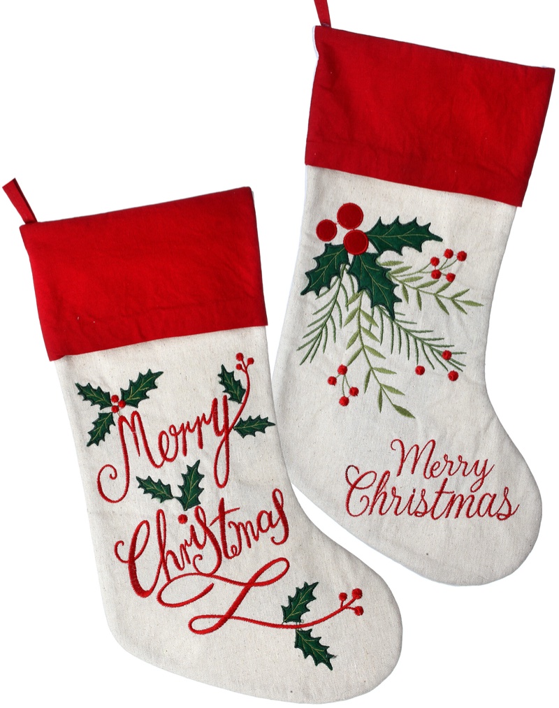 The Holiday Aisle 2 Piece Embroidered Merry Christmas Stocking Set $41.99