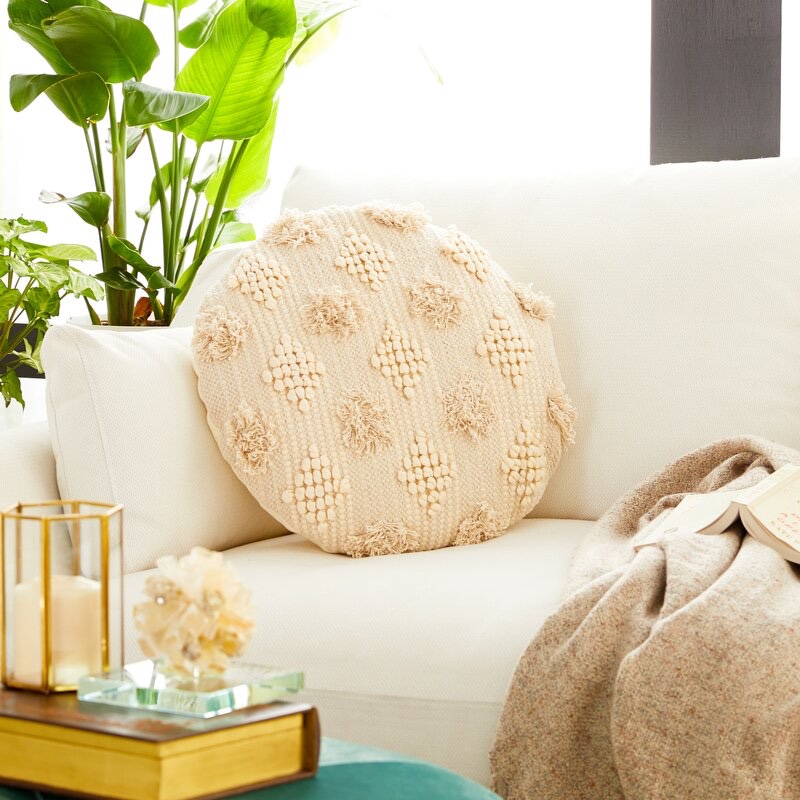 Bungalow Rose Bromley Pompoms Diamond Throw Pillow $55.99