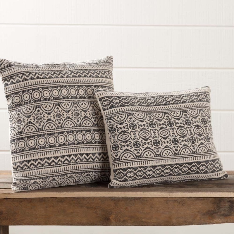 Piper Classics Graphic Grey Throw Pillow with Boho Tribal Geometric Print $37.99