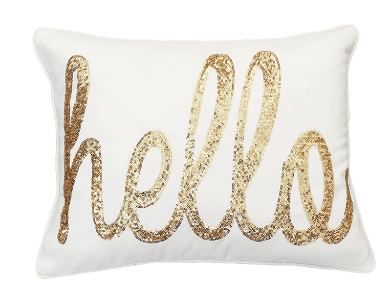 Thro by Marlo Lorenz Hello Sequin Decorative Pillow in Cream $46.74