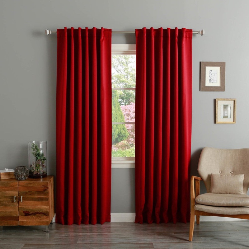 Aurora Home Solid Insulated Thermal Blackout Curtain Panel in Cardinal Red $71.49